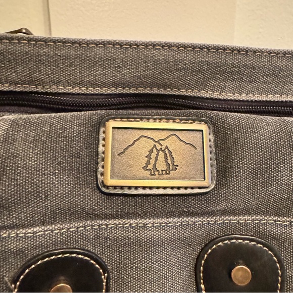 Prarie Schooner‎ Unisex Crossbody Bag Black Canvas Heavy Duty Multi Pocket - Picture 3 of 11